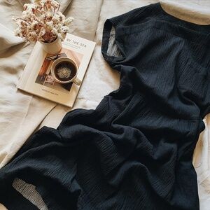 TOAST Square Neck Crinkled Cotton Dress Colour: Black / Size XXS* (Fits like XS)